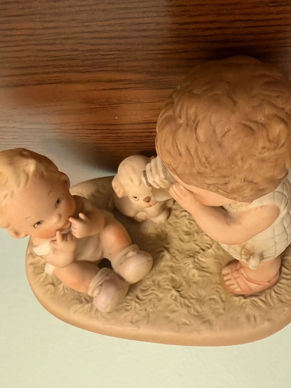 Enesco Porcelain Children Figurine with Puppy Memories of Yesterday